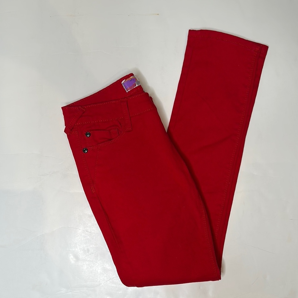 Red Retro-Look Skinny Jeans